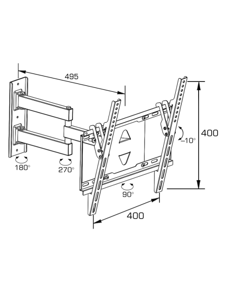 SOPORTE TV LED INCL.GIR. NEGRO HASTA 65''