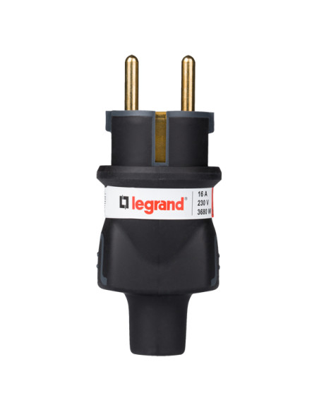 CLAVIJA 2P+T 16A FRONTAL GOMA NEGRO IP44 16 A