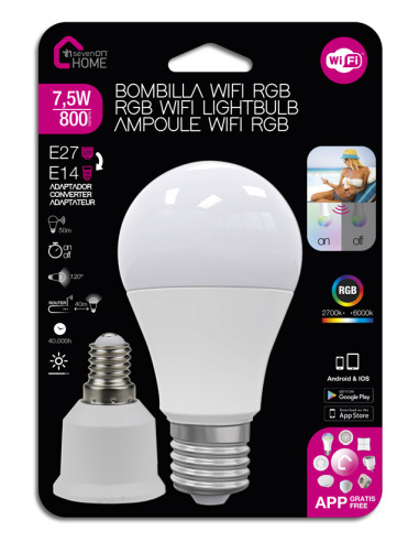 LAMPARA LED WIFI E27 RGB 9 W
