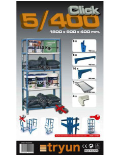 ESTANTERIA S/T AZUL/BLANCA 180X90X40 2