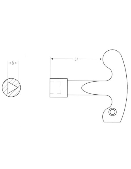 LLAVE P/ CIERRE TRIANG GAS 8 MM