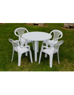 MESA JARDIN REDONDA BLANCA 90 CM