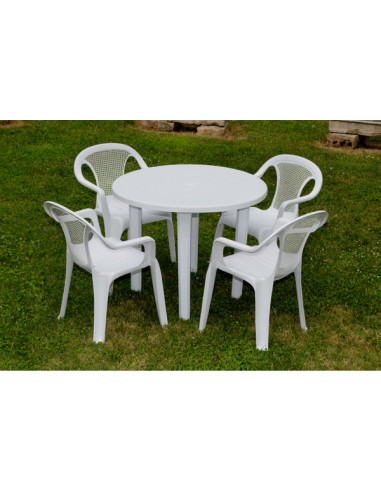 MESA JARDIN REDONDA BLANCA 90 CM