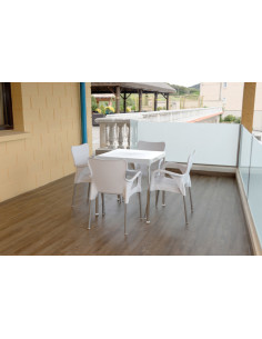 MESA RESINA BLANCO/ALUMINIO 70X70 CM