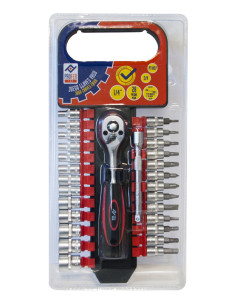 LLAVE VASO JGO 28 PZ +CARRACA 1/4'' 2