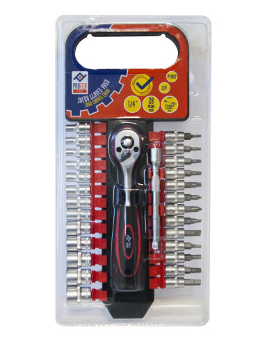 LLAVE VASO JGO 28 PZ +CARRACA 1/4''
