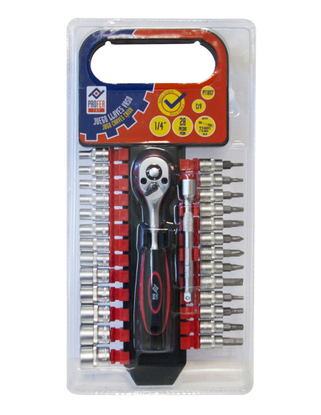 LLAVE VASO JGO 28 PZ +CARRACA 1/4''