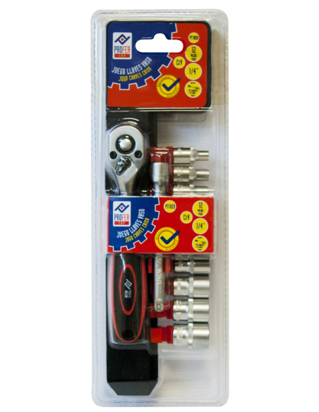 LLAVE VASO JGO 12 PZ +CARRACA 1/4''