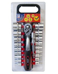 LLAVE VASO JGO 20 PZ +CARRACA 1/2'' 2