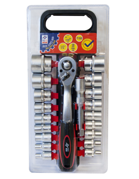LLAVE VASO JGO 20 PZ +CARRACA 1/2''