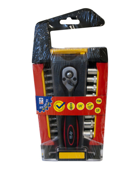 LLAVE VASO JGO 33 PZ +CARRACA 1/4''