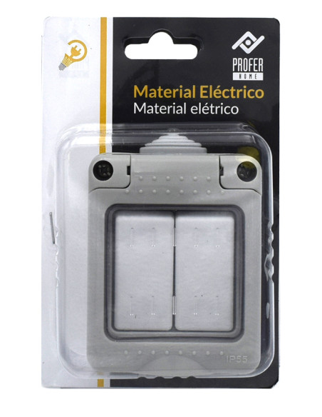 CONMUTADOR DOBLE SUPERFICIE ESTANCO IP55 10 A