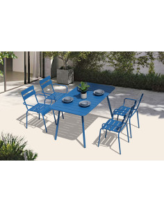 MESA ACERO AZUL LIBIA 140X80 CM