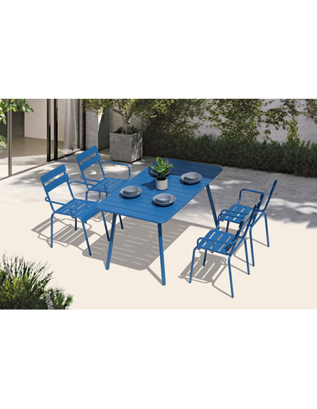 MESA ACERO AZUL LIBIA 140X80 CM