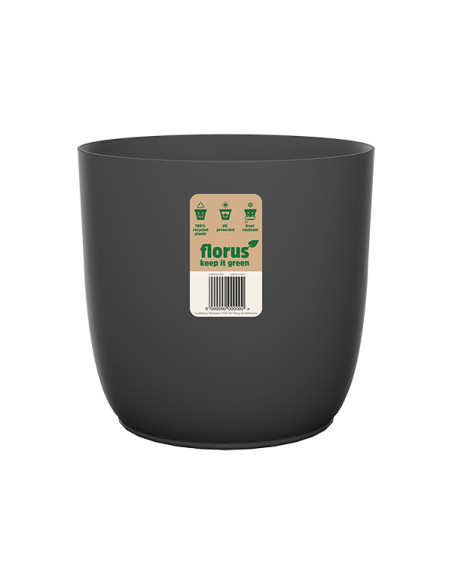 CUBREMACETA INT. FLOW FLOWERPOT ANTRACITA 18 CM
