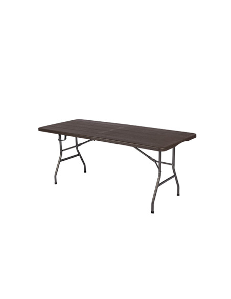MESA PLEGABLE POLIETILENO MARRON 180X74X74