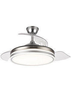 VENTILADOR TECHO C/LUZ 3 ASPAS RETRACTIL PLATA 107 CM