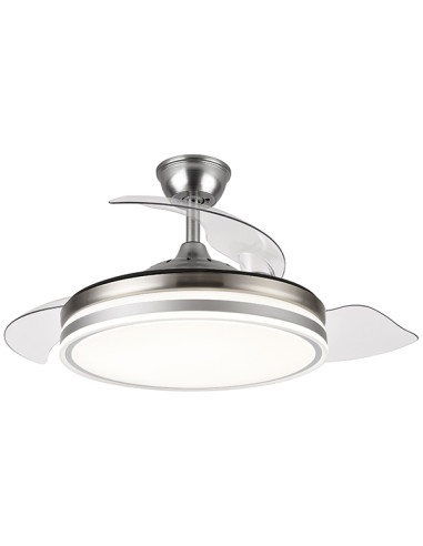 VENTILADOR TECHO C/LUZ 3 ASPAS RETRACTIL PLATA 107 CM