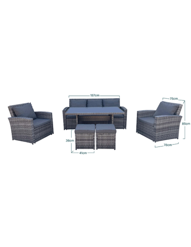 CONJUNTO RATAN SINTE/ACERO MAYENCE 170X86X59C