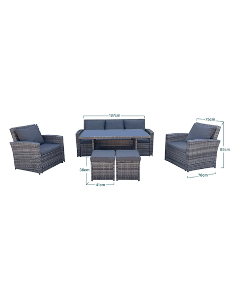 CONJUNTO RATAN SINTE/ACERO MAYENCE 170X86X59C