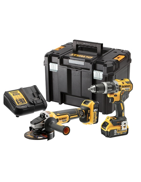 Taladro percutor Dewalt 18V + amoladora XR DCK2080P2T