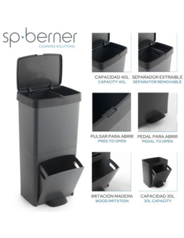 CUBO RECICLAR VERTICAL 2 CONTENE 70 L