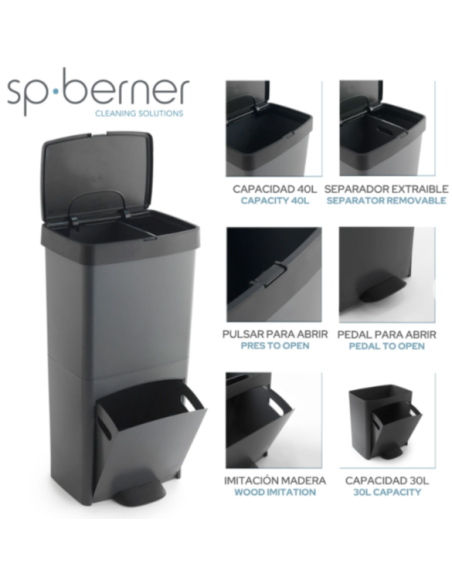 CUBO RECICLAR VERTICAL 2 CONTENE 70 L