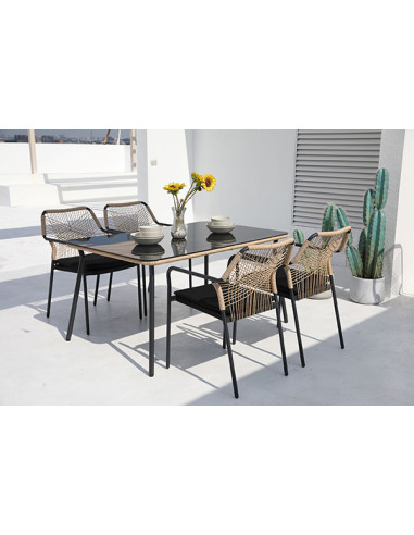 Conjunto jardín Argelia ratán 4 sillas mesa 140