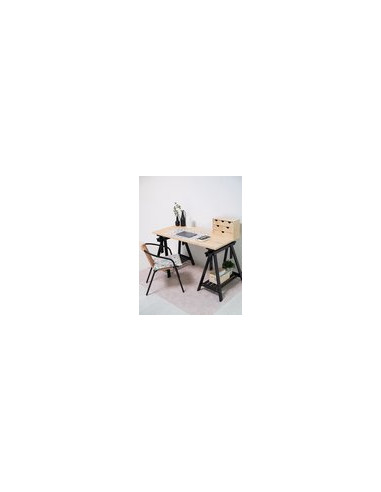 CABALLETE MADERA PINO MACIZO NEGRO 70X70X45