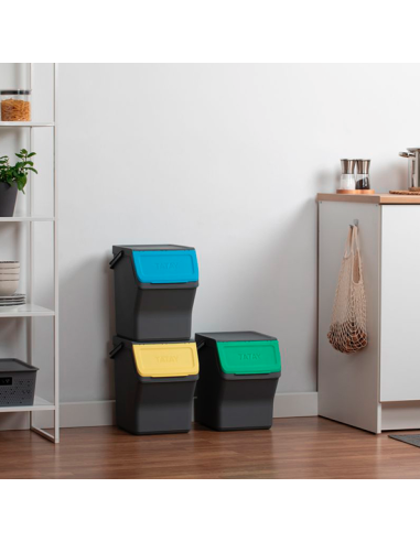 CUBO RECICLAJE SELECTIVO ANTRACITA SET-3 3 X 20 L