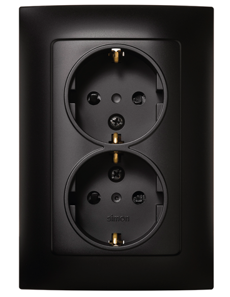 BASE ENCHUFE EMPOTRAR NEGRO DOBLE 16 A