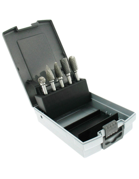 ESTUCHE 5 FRESAS ROTATIVAS M DURO 100X40X120