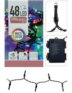 Guirnalda 48 LED Multicolor a Pilas | Luz Decorativa