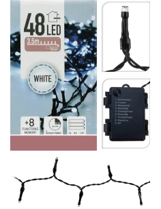 Guirnalda 48 LED Blanco Frío a Pilas | Luz Decorativa