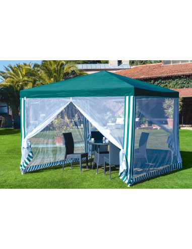 CENADOR ACERO VERDE C/MOSQUIT 3X3X2.5M