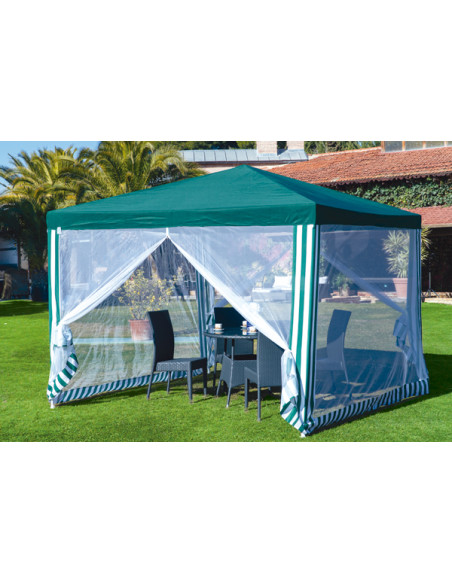 CENADOR ACERO VERDE C/MOSQUIT 3X3X2.5M