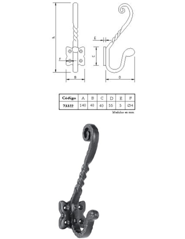 PERCHA DOBLE 140 MM