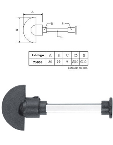 MULETILLA CON BOTON DE SEGURIDAD 50 MM