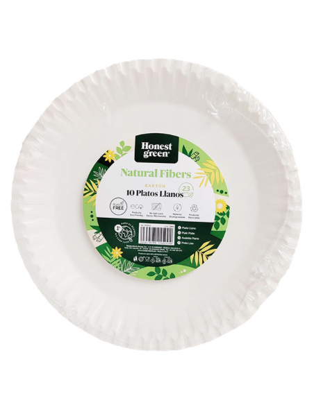 PLATO DESECHAB LLANO CARTON BCO B/10 23 CM