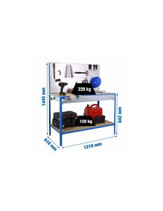 BANCO TRABAJO C/PANEL HTAS Y CAJON 144X120X60 2