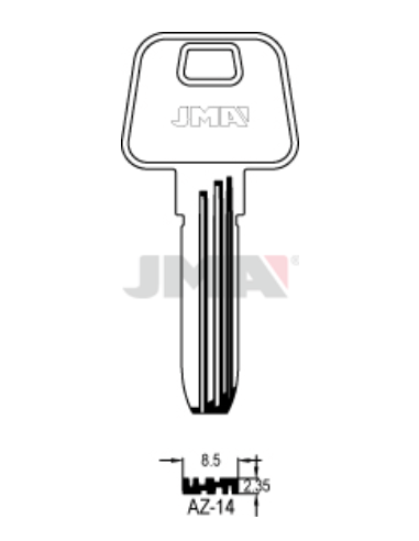 LLAVE EN BRUTO LATON SEGURIDAD AZ-14