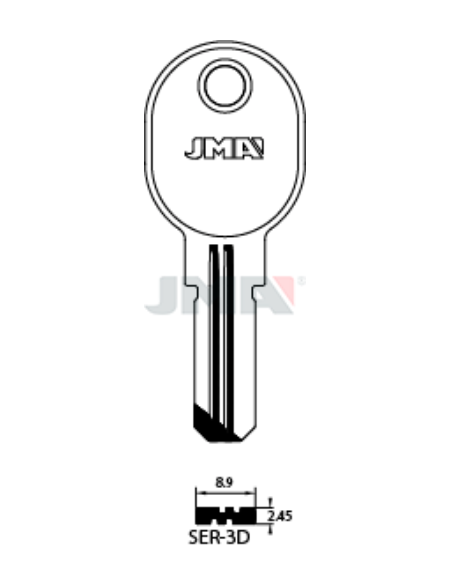 LLAVE EN BRUTO LATON SEGURIDAD SER-3D