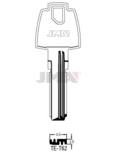 LLAVE EN BRUTO LATON SEGURIDAD TE-T62