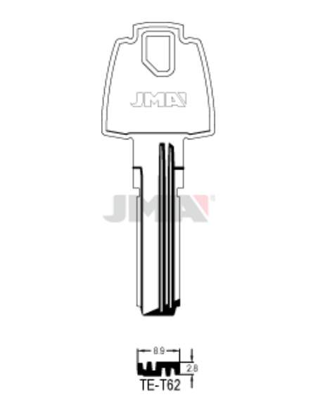 LLAVE EN BRUTO LATON SEGURIDAD TE-T62