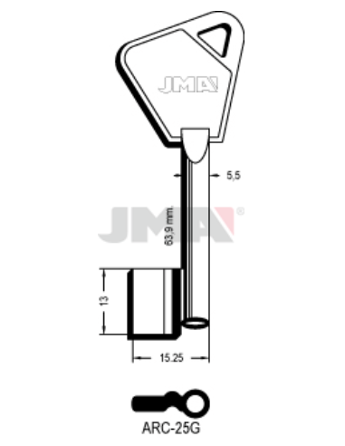 LLAVE EN BRUTO GORJA LATON ARC-25G