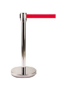 POSTE SEPARADOR INOX CINTA ROJA 1000X250MM