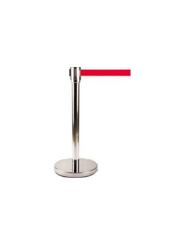 POSTE SEPARADOR INOX CINTA ROJA 1000X250MM