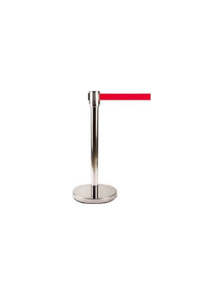 POSTE SEPARADOR INOX CINTA ROJA 1000X250MM