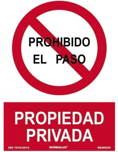 SEÑAL PROHIBIDO PASO PROPIEDAD PRIVADA PVC 210X300MM