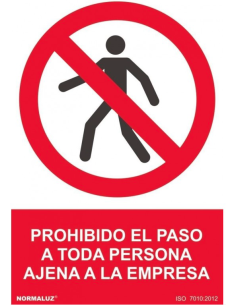 SEÑAL PROHIBIDO PASO PERSONA AJENA PVC 210X300MM